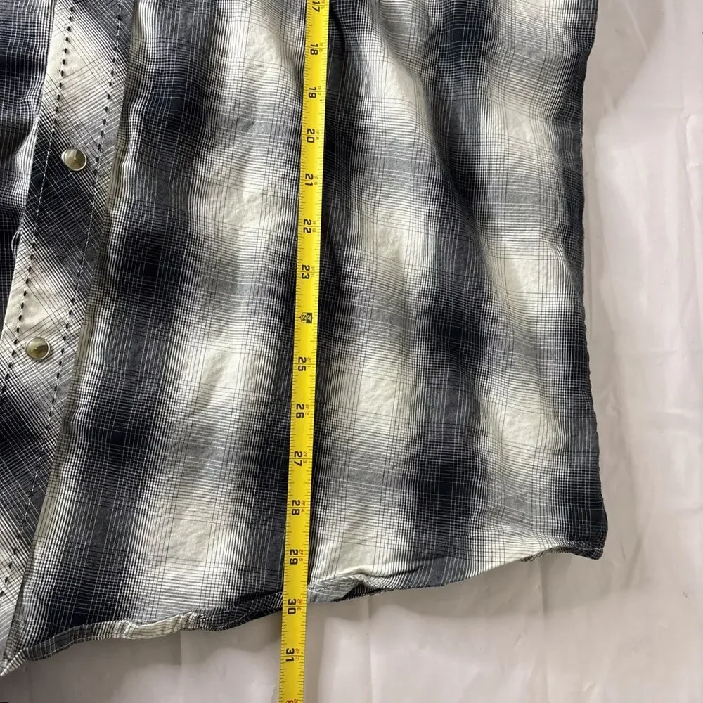 Wrangler Men's Plaid Pearl Snap Shirt Western American Cowboy, Size XL